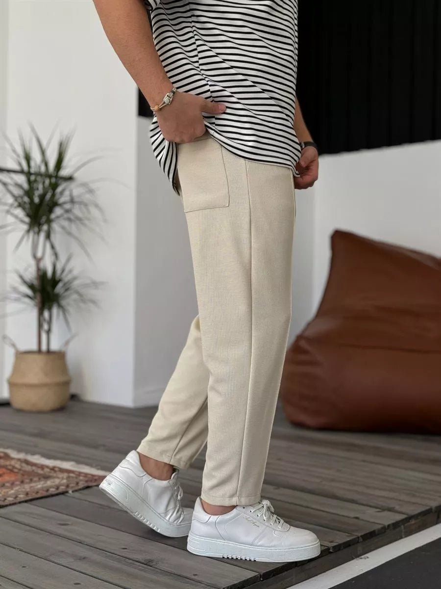 Jogger Hose Beige Waffelstoff BB7549 – von Baggymann | Streetwear für Damen & Herren