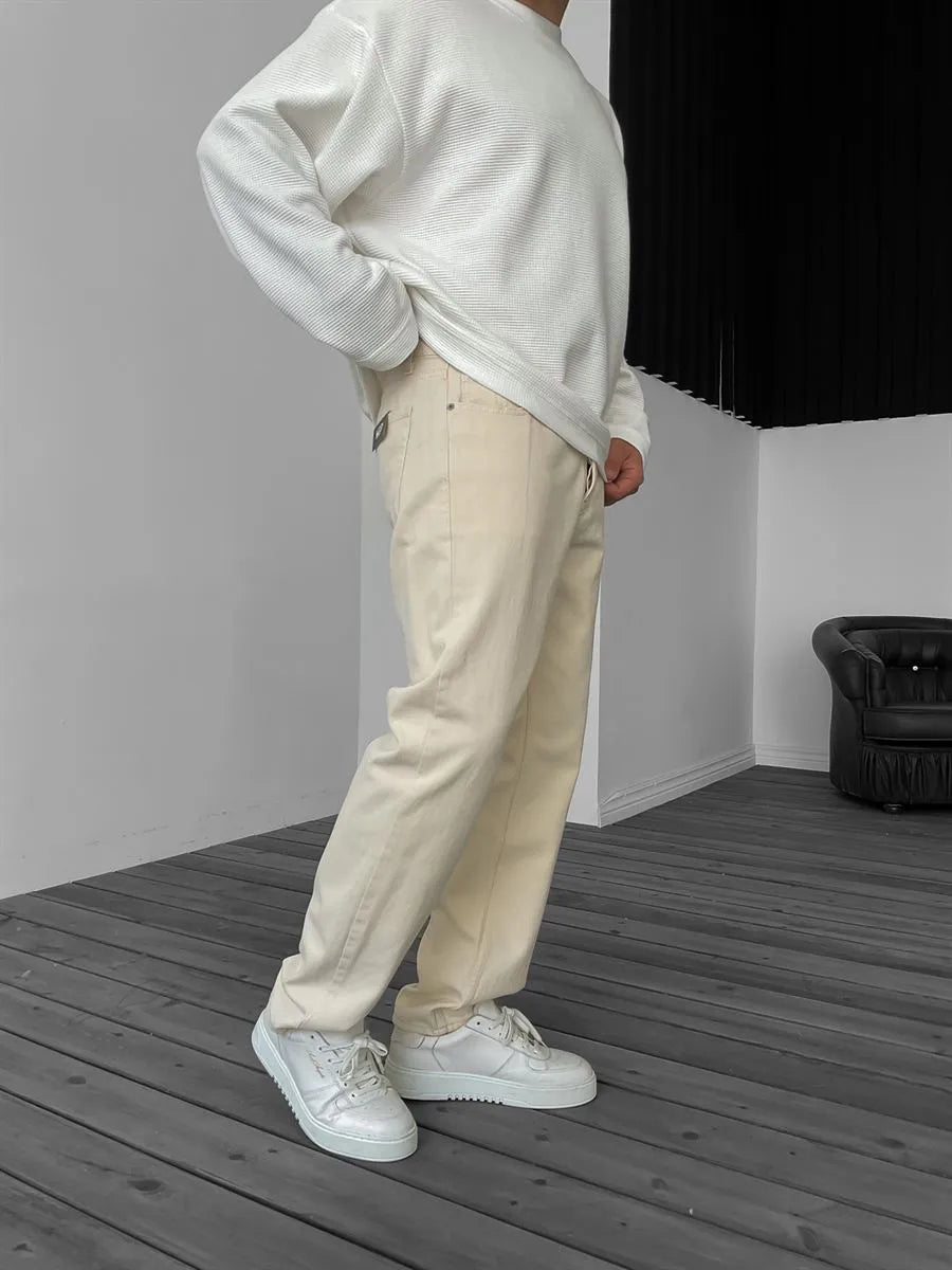 Beige Baggy Jeans BB7199