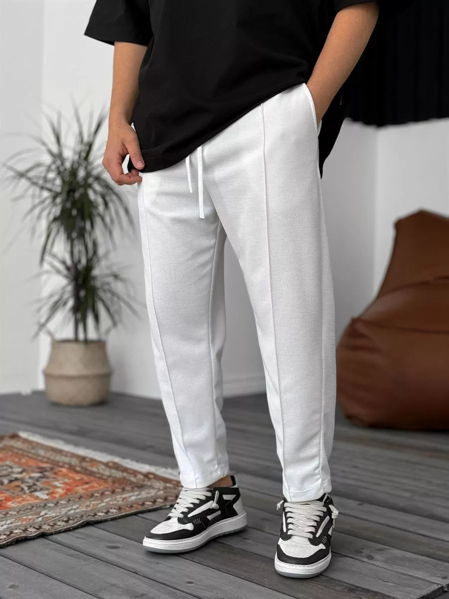 Jogger Hose Weiß Waffelstoff BB7549