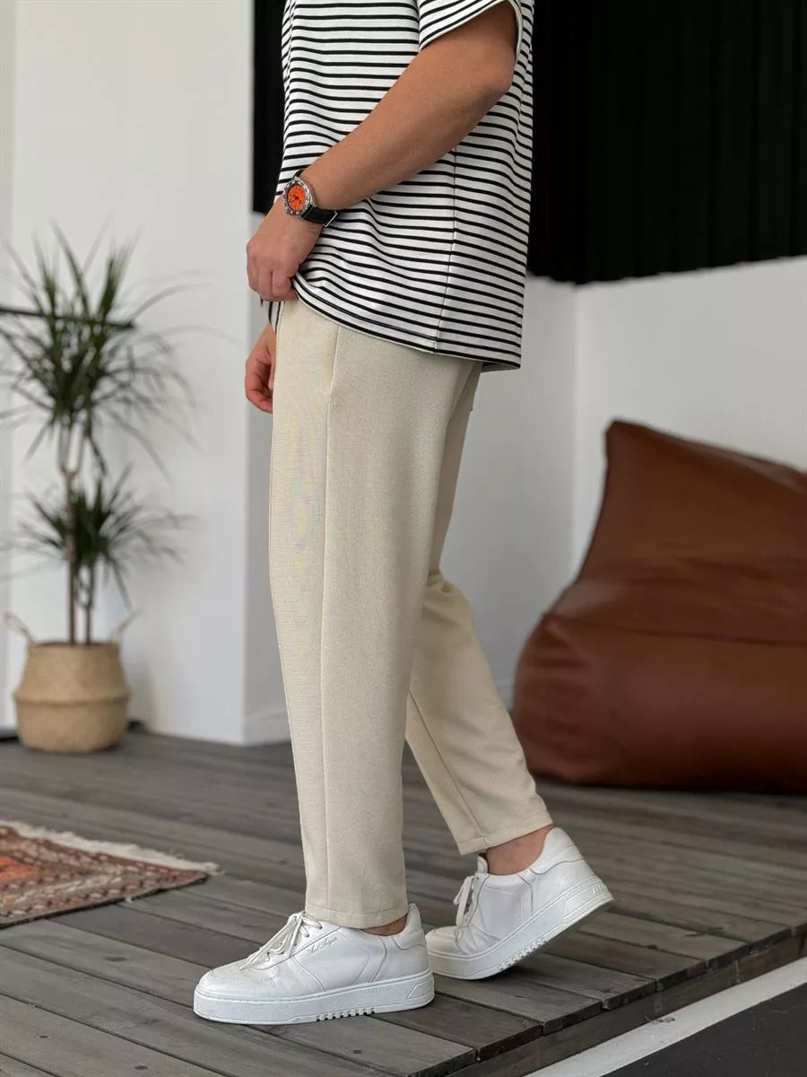 Jogger Hose Beige Waffelstoff BB7549