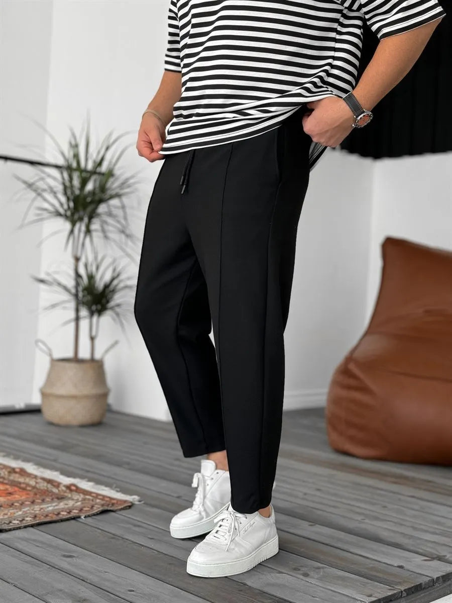 Jogger Hose Schwarz Waffelstoff BB7549