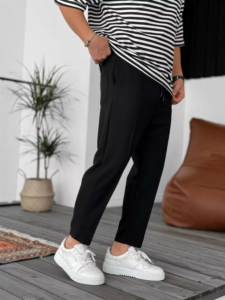 Jogger Hose Schwarz Waffelstoff BB7549