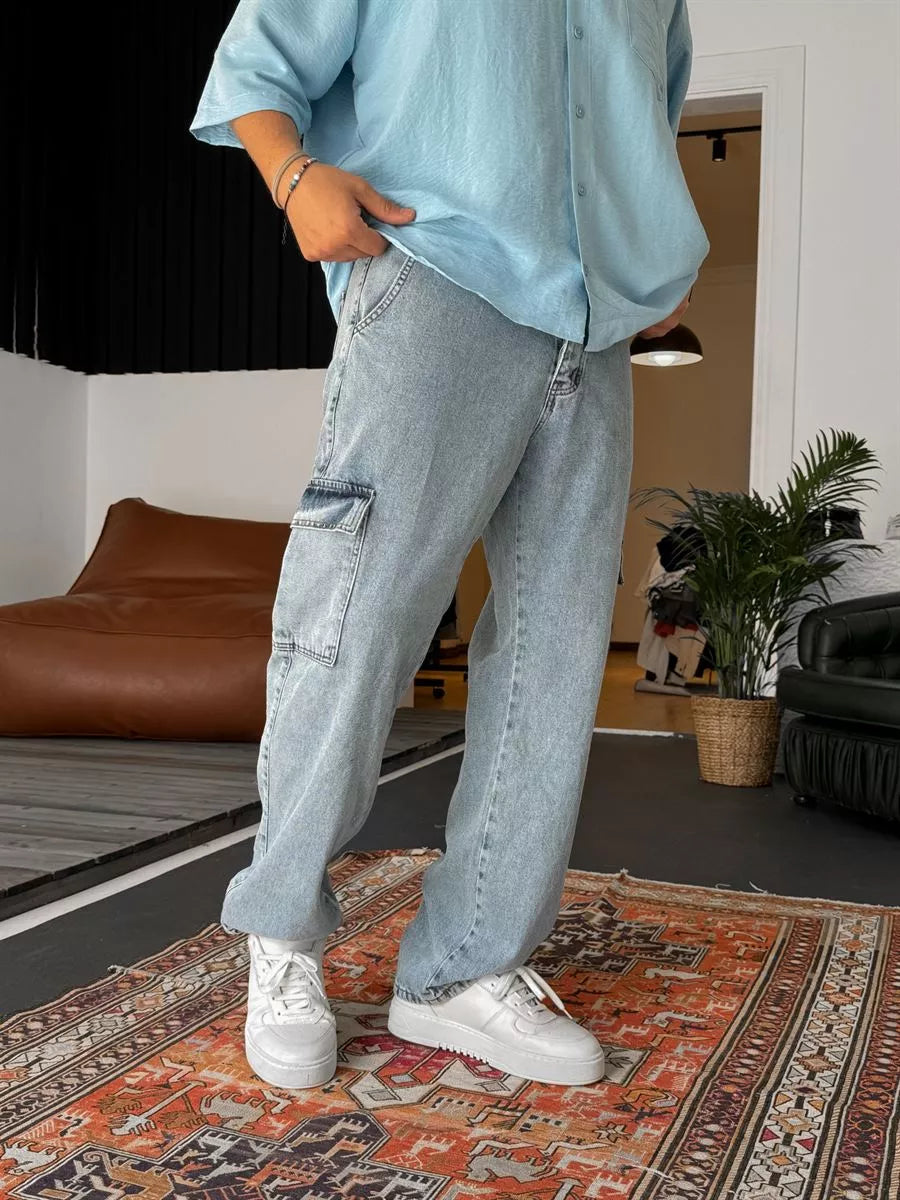 Blaue Baggy Cargohose BB7928