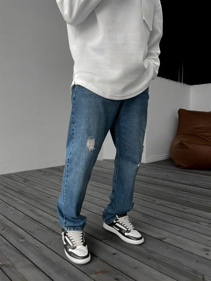 Blau Ripped Baggy Jeans BB7409 – von Baggymann | Streetwear für Damen & Herren