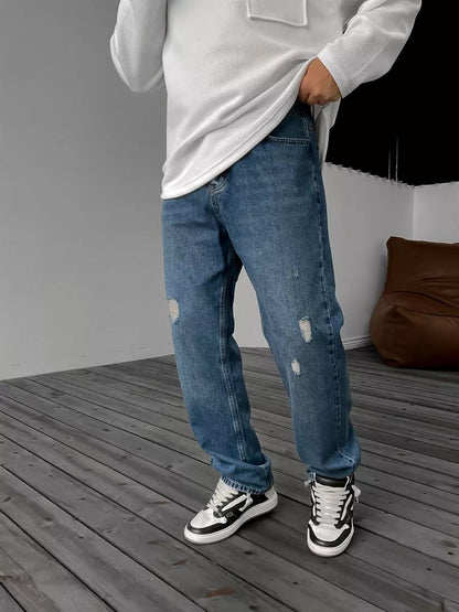 Blau Ripped Baggy Jeans BB7409 – von Baggymann | Streetwear für Damen & Herren