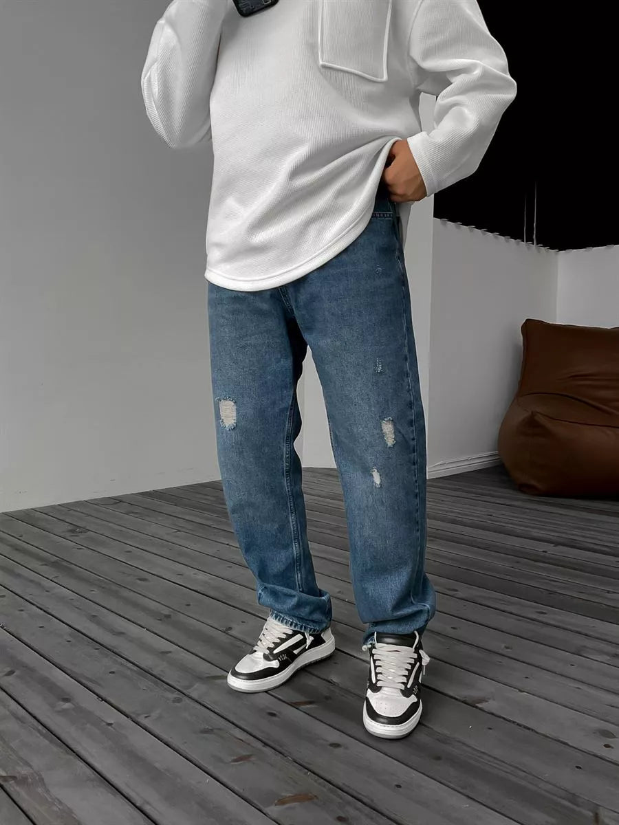 Blau Ripped Baggy Jeans BB7409 – von Baggymann | Streetwear für Damen & Herren