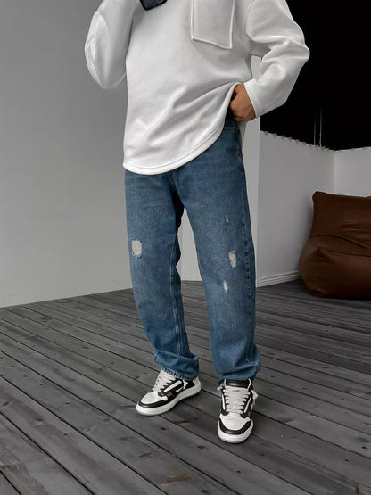 Blau Ripped Baggy Jeans BB7409 – von Baggymann | Streetwear für Damen & Herren