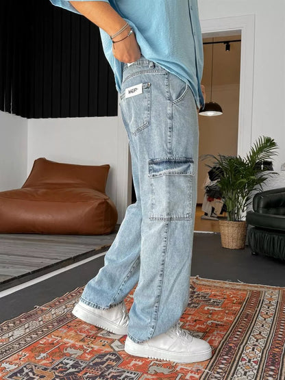 Blaue Baggy Cargohose BB7928 – von Baggymann | Streetwear für Damen & Herren