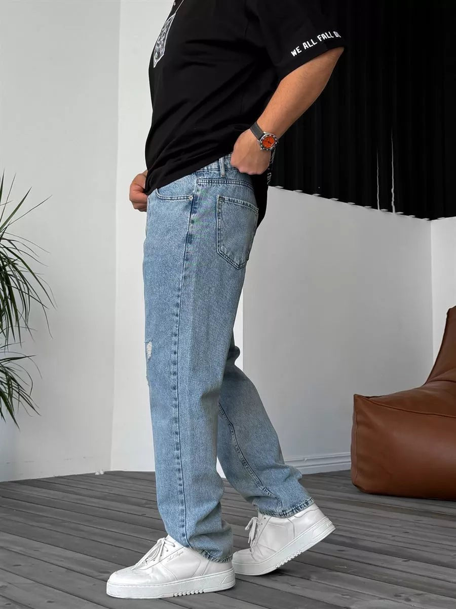 Ice Blue Ripped Baggy Jeans BB7409 – von Baggymann | Streetwear für Damen & Herren
