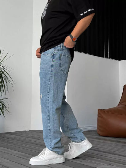 Ice Blue Ripped Baggy Jeans BB7409 – von Baggymann | Streetwear für Damen & Herren