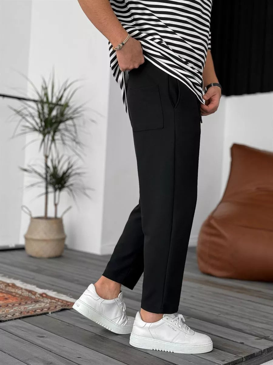 Jogger Hose Schwarz Waffelstoff BB7549 – von Baggymann | Streetwear für Damen & Herren
