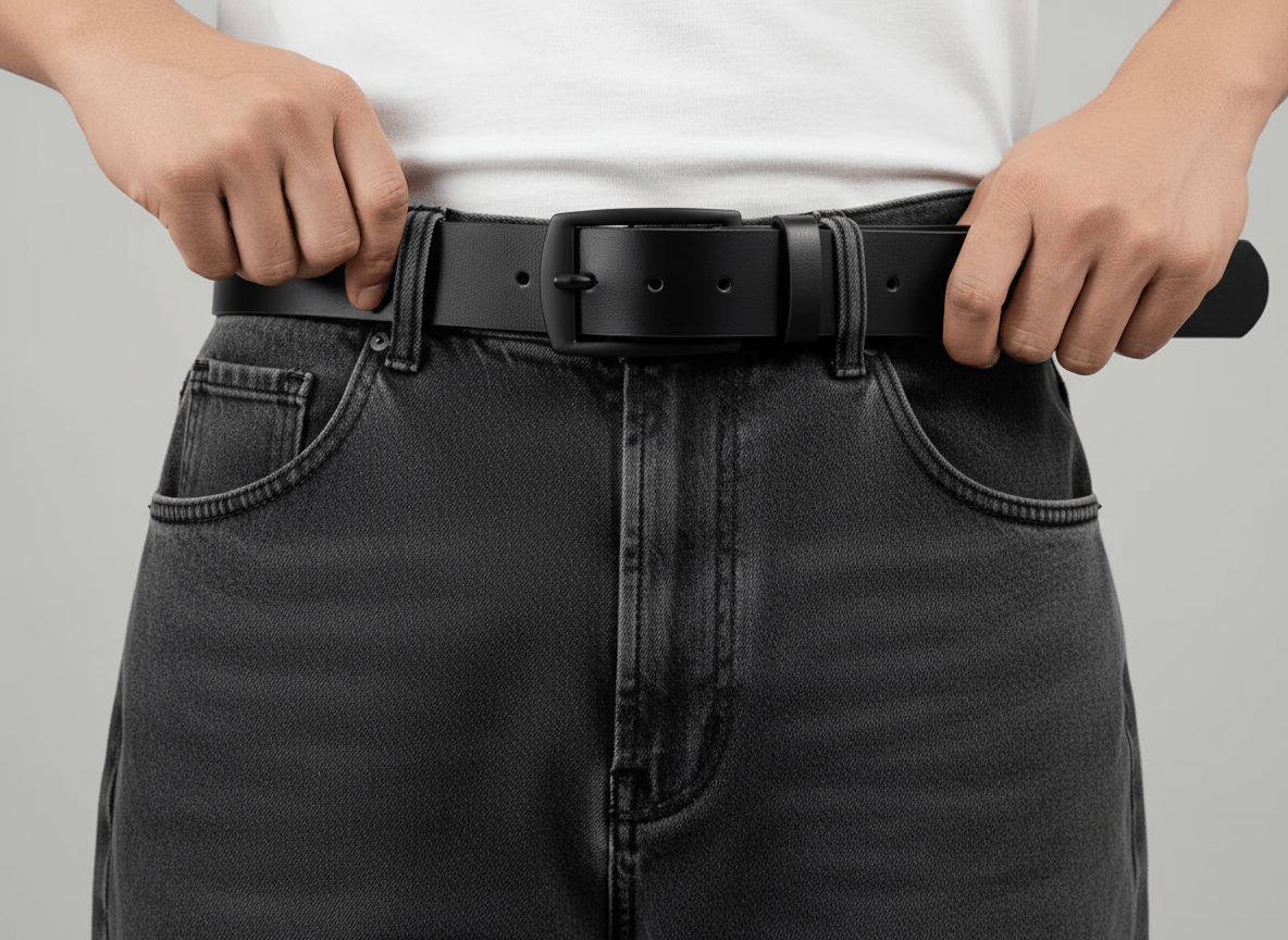 Premium Black Canvas Gürtel – Schwarz, 117 cm – von Baggymann | Streetwear für Damen & Herren