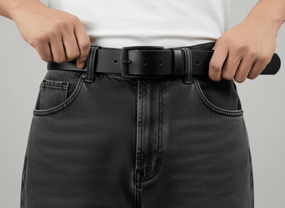 Premium Black Canvas Gürtel – Schwarz, 117 cm – von Baggymann | Streetwear für Damen & Herren